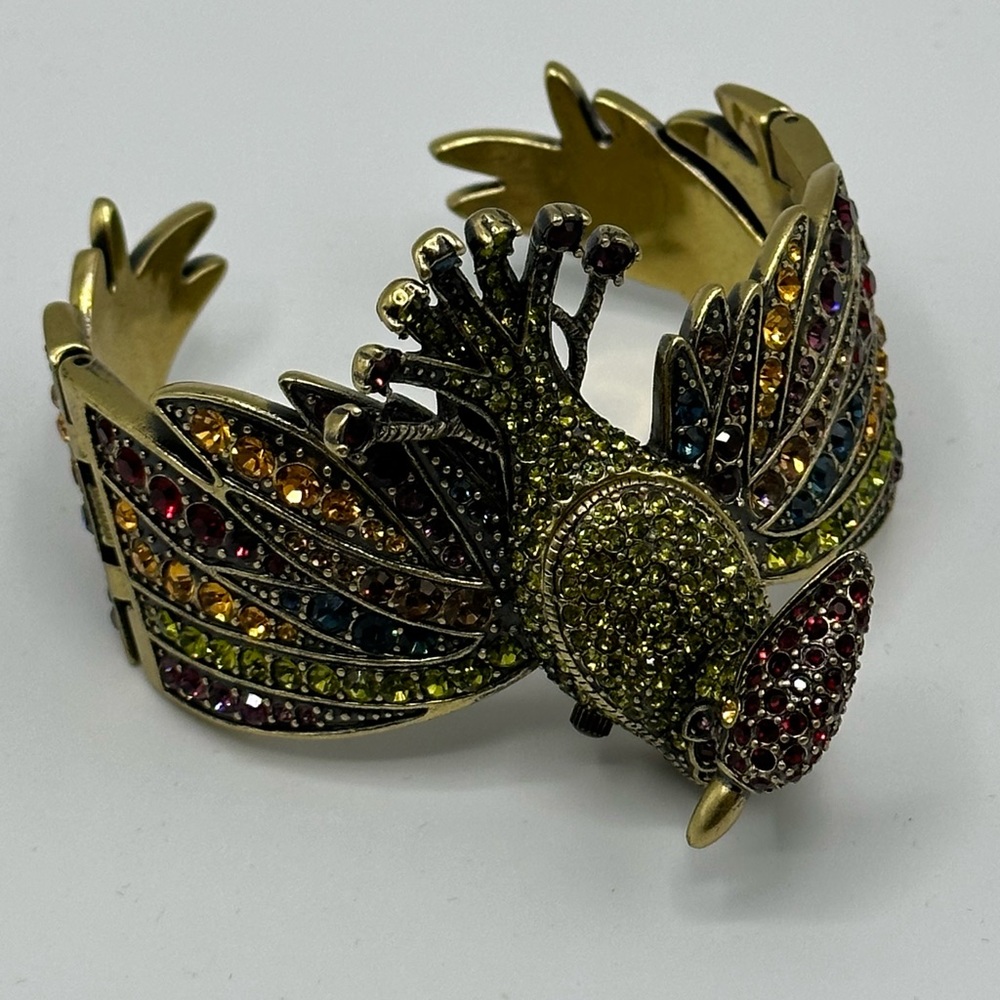 Heidi Daus “For the Birds” Bird of Paradise Cuff with Hidden Watch New